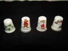 3 Birchcroft Thimbles Winnie the Pooh Bear Owl Christopher Robin Fine Bone China