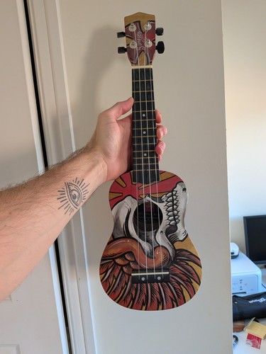 Ukulele painted skull - painted,