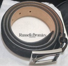 New Unused Mens Russell & Bromley Dolce Black Velvet Leather Belt 90 / 36