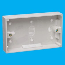 White 2 Gang Surface Wall Mount 32mm Depth Socket Pattress Moulded Back Box