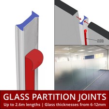 Frameless Glass Office Partition Dry Joint | 6-12mm Glass | I Shape | Clear