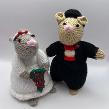 Hand Knitted Mice - Wedding -