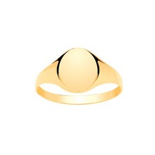 Solid 9ct Yellow Gold Plain Oval Signet Ring 375 British Hallmarked Men's Ladies