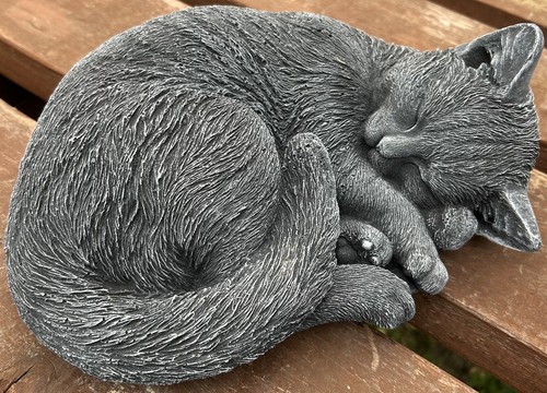 Sleeping cat concrete statue - concrete,
