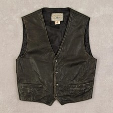 Vintage 90s Leather Gilet Vest Jacket M Made in Australia Men's Black 