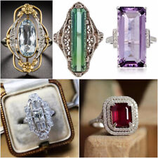 Fashion 925 Silver Plated,Gold Ring Cubic Zircon Jewelry Wedding Gift Sz 6-10