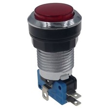 Red 28mm Chrome 5V / 12V LED Illuminated Arcade Button with LED & Microswitch