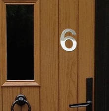 Stick-On House Numbers - No 6 - Stainless Steel - 10cm - Door, Fence, Gate
