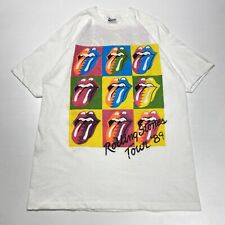 Vtg Rolling Stones Band Tee XL White 1989 Steel Wheels NA Tour USA Hanes Music