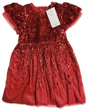 BNWT M&S Girls Red Sequin Tulle Party Dress - UK Size 5-6 Years