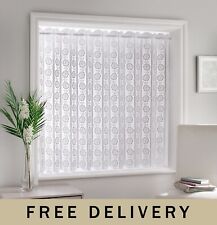 White Blind Lace Net Floral Panel Louvre Vertical Pleated Window - 72" x 48"