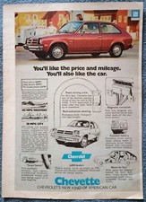 1976 Chevrolet Chevette - TWO Original Magazine Advertisement Print Art Car 11x8