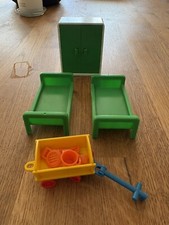 Vintage Playmobil Furniture-Beds, Wardrobe, Pull Along Cart & Accessories-1980's