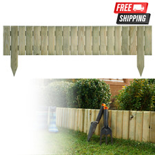 Wooden Log Picket Fence Panels Garden Wood Lawn Border Flower Edging Fencing