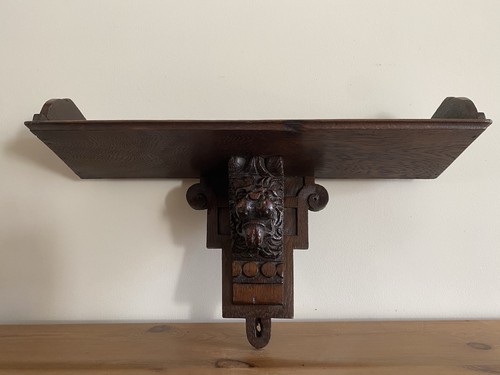 Antique carved oak lion - antique, mask