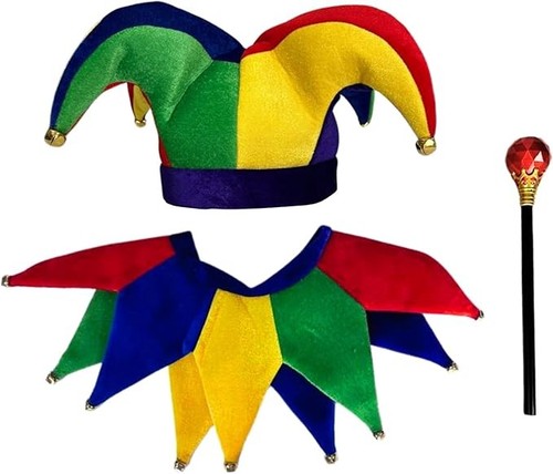 Jester hat collar and wand - hat,