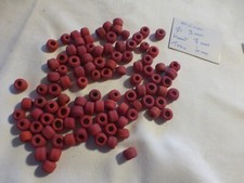 Lot of 100 Large Antique Vintage Matte Raspberry Red Glass Tube Beads