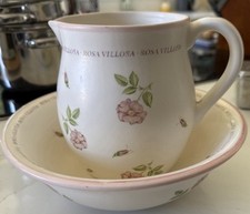 Rosa Villosa Ceramic Wash Bowl and Jug set, by Judith Glover for Boots