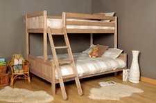 TRIPLE BUNK BED SLEEPER NATURAL PINE WOODEN FRAME 3FT SINGLE 4FT SMALL DOUBLE