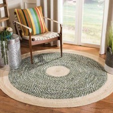Cotton Round Jute Natural Rug