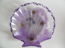 sea Shell soap dish or  trinket tray handmade resin 1 flowerpower37