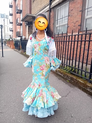 Real flamenco dress turquoise - flamenco, dress,