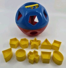 Vintage Tupperware SHAPE-O-BALL Red/Blue Toy Shape Sorter, Complete