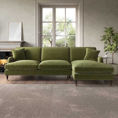 Olive green velvet right - olive,