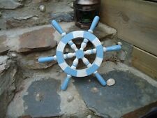  Ships Wheel Shabby Chic Blue & White Wooden Nautical Beach Seaside Boat Gift
