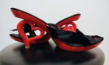 Vintage pin up style Heart heel shoes show story size 40 kitten heels 
