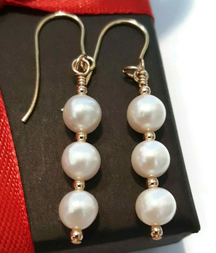 9ct gold pearl earrings - gold,