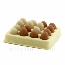 Dolls House Miniature 16 Loose Mixed Color Goose Eggs and Egg Tray