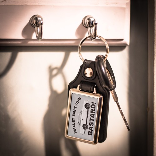 Leather look key ring - leather,