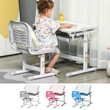 Kids Desk and Chair Set, Height Adjustable Desk with Drawer, Pen Slot, Hook