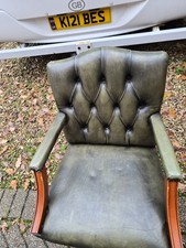 Green Leather Captain's Chair