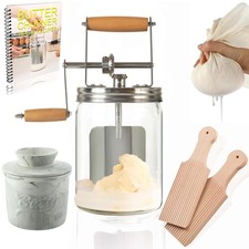Dazey Butter Churn - Hand Crank Butter Churner- Manual Butter Maker- Beech Wo...