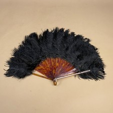 Black Feather Folding Fan