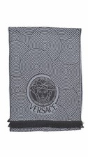 Vintage Versace Wool Scarf Grey Pre-Owned Excellent Condition Made in Italy