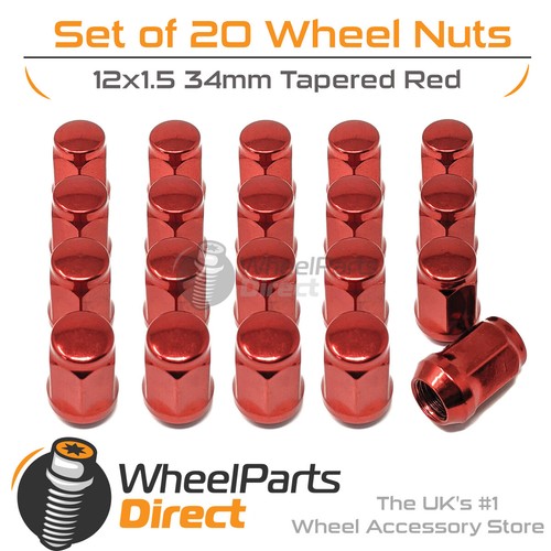 Red wheel nuts 12x1 - red,