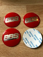 4x Stickers Caps 65mm For BBS Wheel Cap Centre Emblem 65mm Sticker Red / Silver
