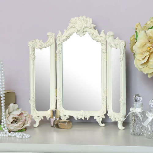 Small cream rose triple - , mirror