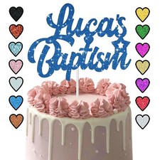 Baptism Personalised Baby Christening Cake Topper Any Name Date Party Decoration