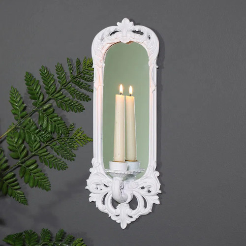 Ornate white wall mirror - wall,