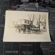 Horse Drawn Hearse Casket Street Scene Funeral Death People Photo Snapshot 3x4.5