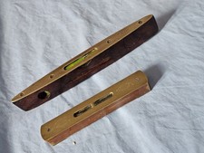 2x Vintage RABONE SPIRIT LEVELS  No 1625 Figured Mahogany Torpedo & 6" Brass Plt