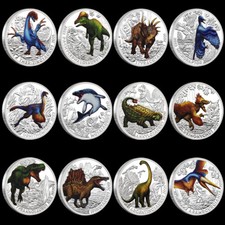 12pcs/set dinosaur silver commemorative coin/Austrian dinosaurs medal