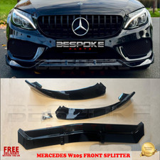 MERCEDES C CLASS W205 C205 AMG GLOSS BLACK FRONT LIP SPLITTER SPOILER 2014+