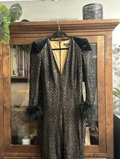 Nadine Merabi Rachel black sequined lace jumpsuit