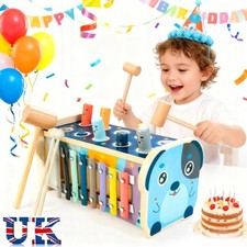 Montessori Pounding Toy for 1 2 Year Olds Wooden Hammering & Activity Board UK