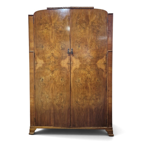 Art deco walnut wardrobe - walnut,